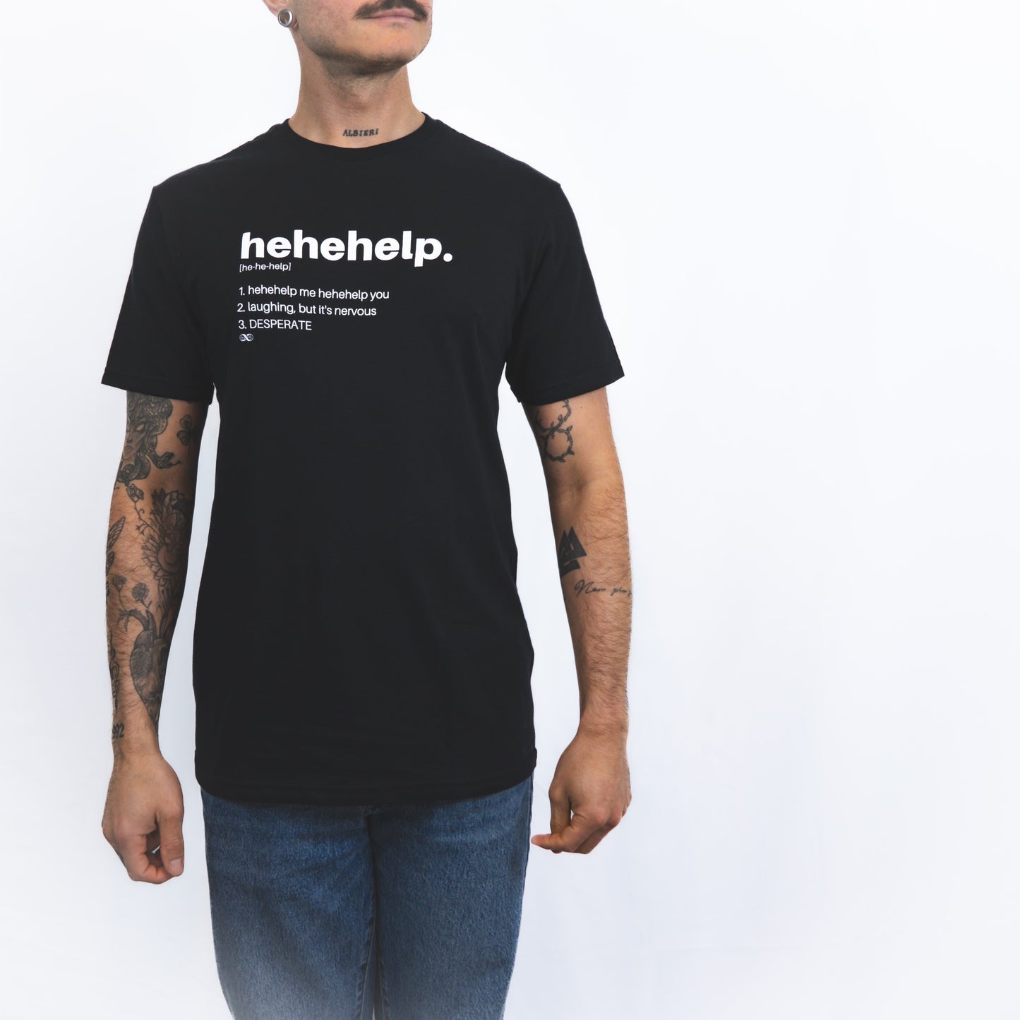 Unisex Hehehelp Basic Black T-shirt