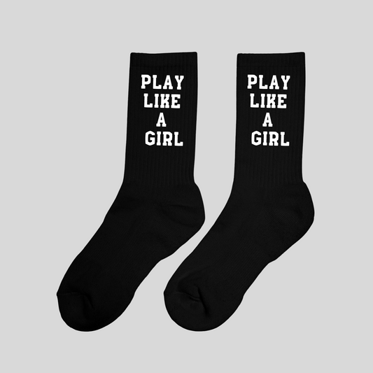 Play Like a Girl Black Crew Socks