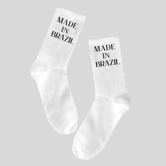 Made in Brazil White Crew Socks