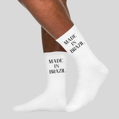 Made in Brazil White Crew Socks