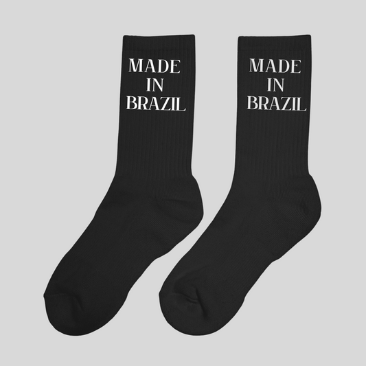 Made in Brazil Black Crew Socks