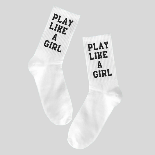 Play Like a Girl White Crew Socks